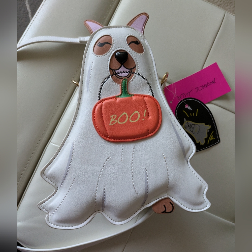 NWT Betsey Johnson Dog Kitch "Trick Or Treat Ghost "Glow in the dark Bag - Picture 10 of 16